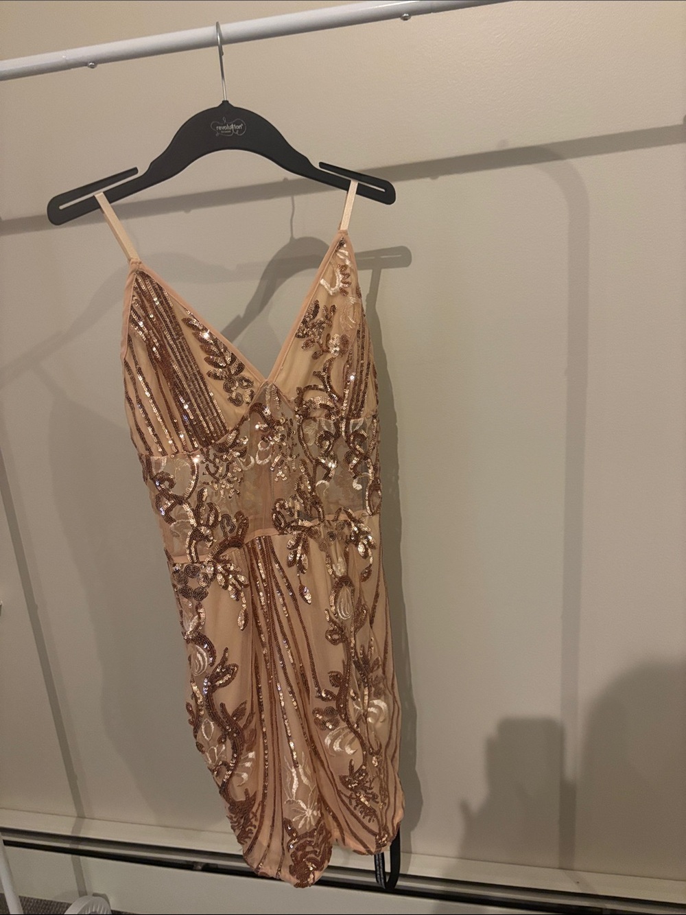 PrettyLittleThing Rose Gold Sequin Mini Dress